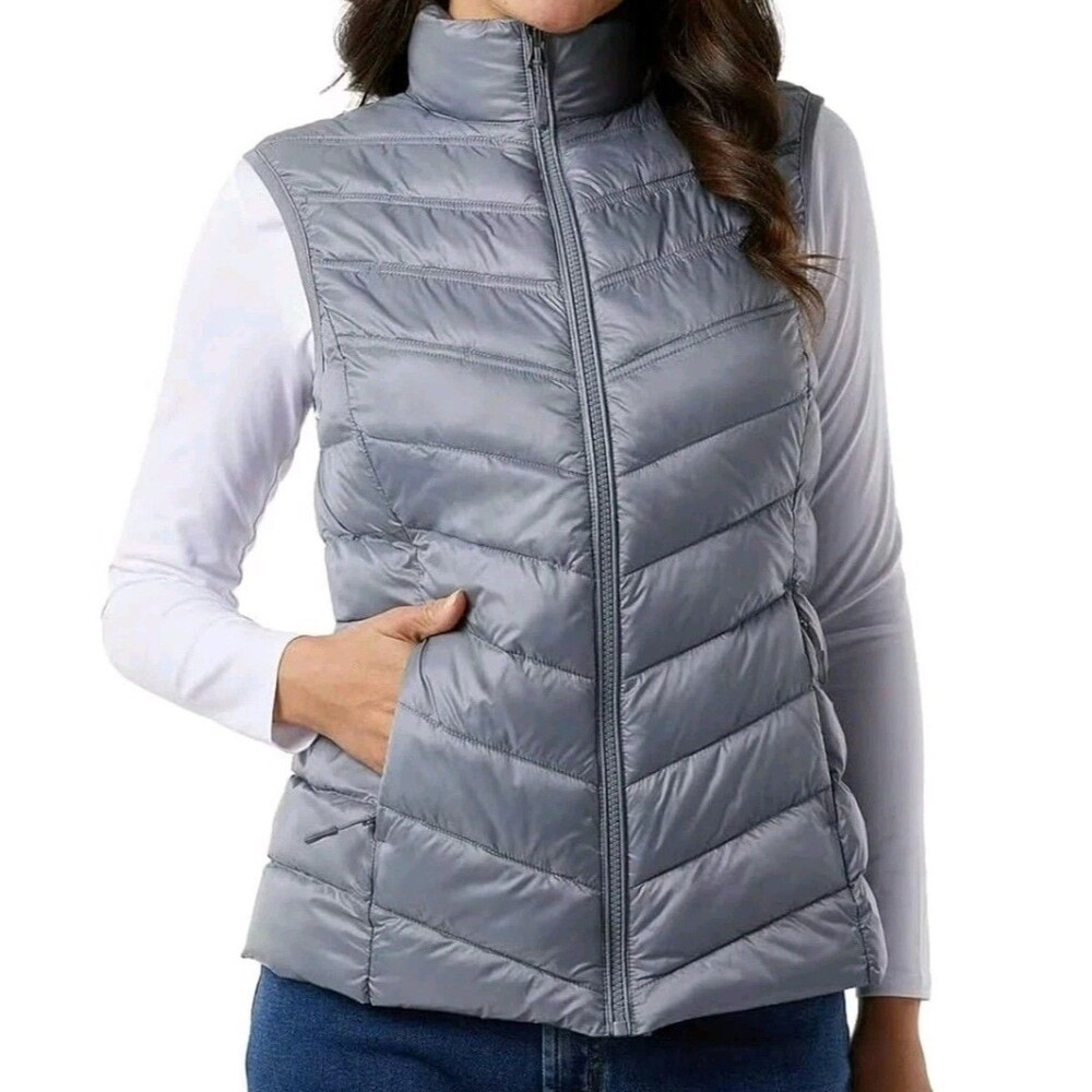 32 Degrees Heat Women's Lightweight Puffer Vest, Blue (Gray), Size XL‎